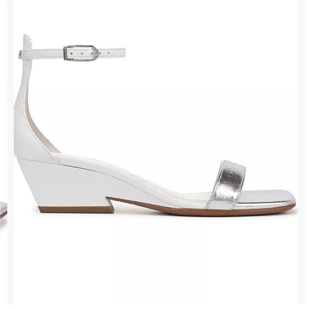 Franco Sarto Silver Metallic Ankle-Strap Wedge Sandal worn once NO original BOX. - Picture 3 of 17